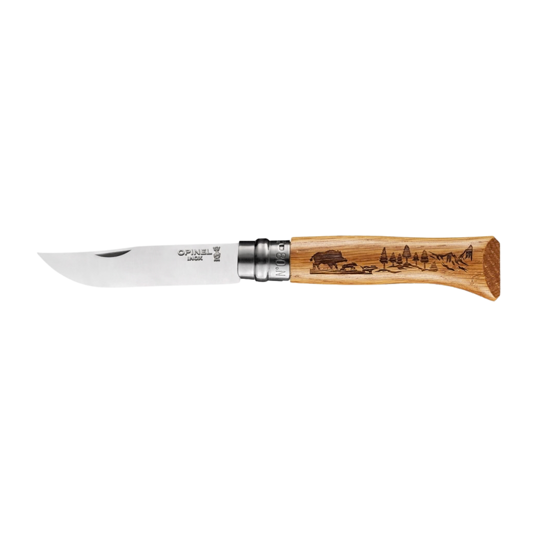 COLTELLINO OPINEL N°08 ANIMALIA CINGHIALE – INOX CON MANICO IN LEGNO INCISO