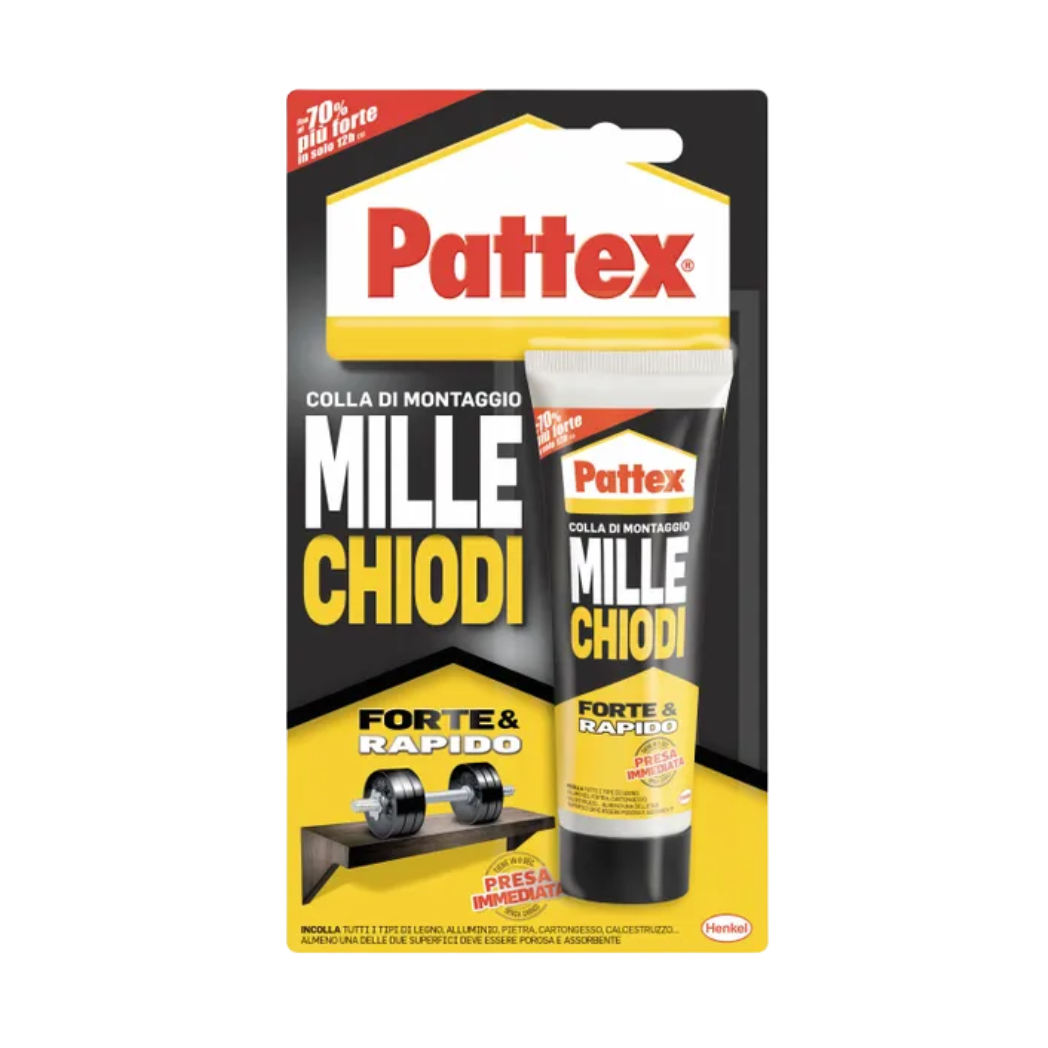 COLLA DI MONTAGGIO PATTEX MILLECHIODI FORTE & RAPIDO PRESA IMMEDIATA - TUBETTO 100g