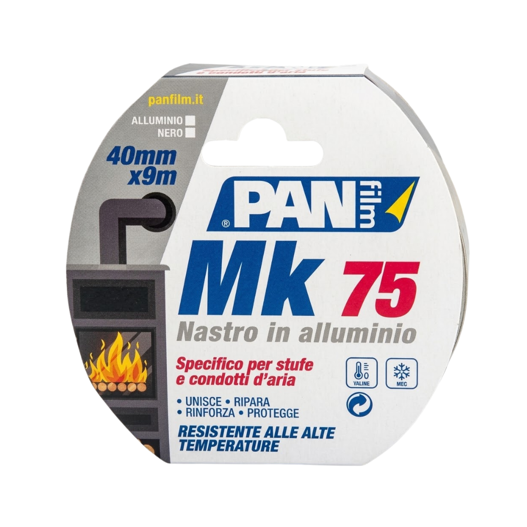 NASTRO ALLUMINIO PANFILM MK 75 40MM x 9M – ALTE TEMPERATURE PER STUFE E CONDOTTI D'ARIA