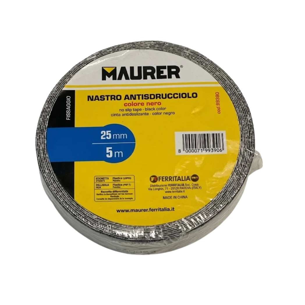 NASTRO ANTISDRUCCIOLO NERO ADESIVO 25MM x 5M - MAURER 99390