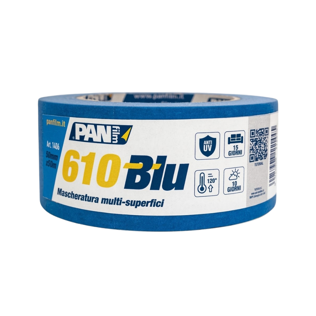 NASTRO CARTA ADESIVA MASCHERATURA BLU RESISTENTE UV PANFILM 610 - VARIE MISURE