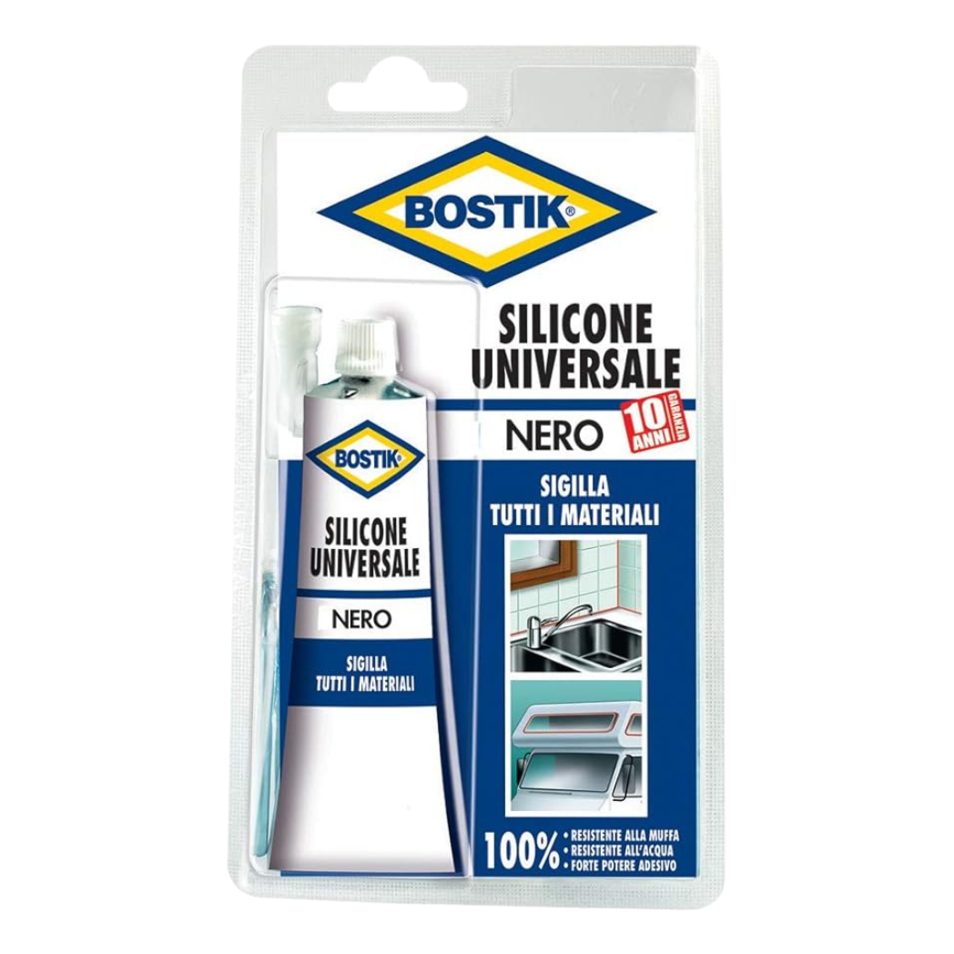 SILICONE ACETICO UNIVERSALE NERO BOSTIK SIGILLANTE ANTIMUFFA - TUBETTO 60ml